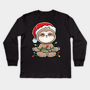 Sloth Christmas Tree Kawaii Kids Long Sleeve T-Shirt